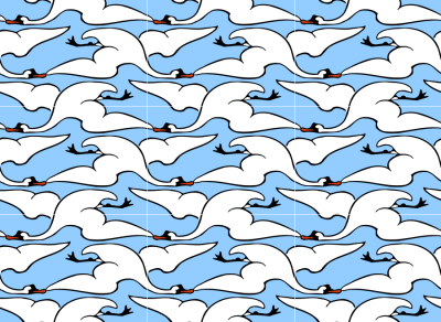 Flying swan pattern (colour) clipart