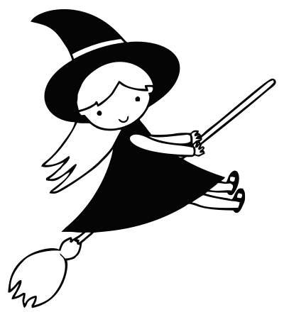 Flying Witch Line Art clipart