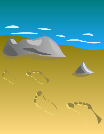 Footprints in sand clipart