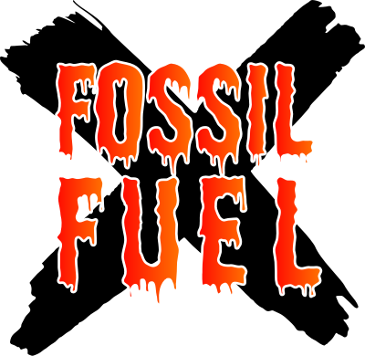 Fossil fuel in red orange over black x cross clipart