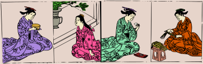 Four Kimono Ladies - Careful Colour clipart