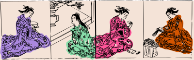 Four Kimono Ladies - colour clipart