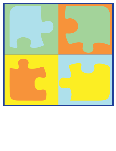 Four puzzle pieces block clipart