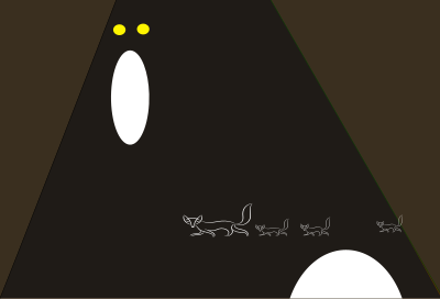 Fox family across road clipart
