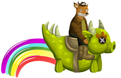 Fox Rainbow Dragon Rider clipart