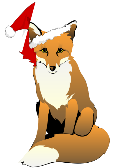 Fox Wearing Santa Hat clipart