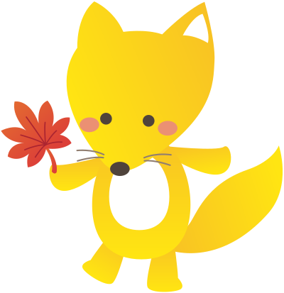 Fox with Leaf clipart