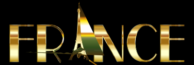 France Typography Gold With Black Background clipart