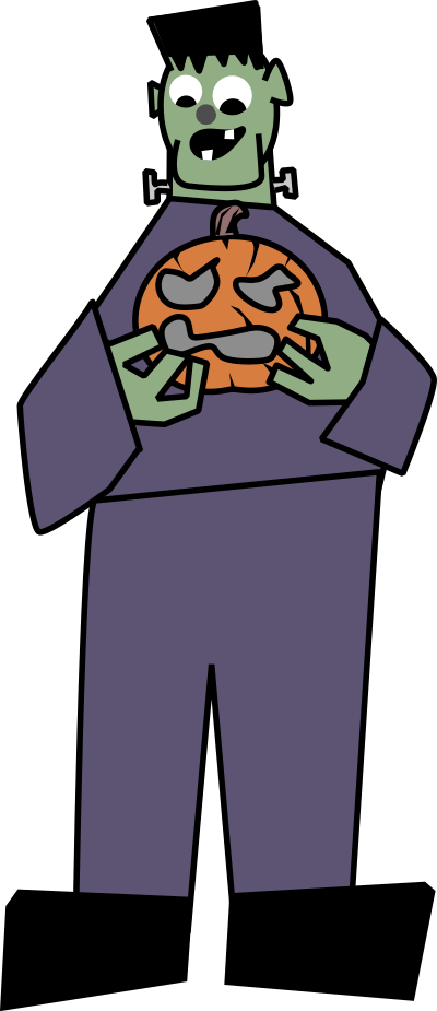 Frankenstein With Pumpkin - Colour Remix clipart