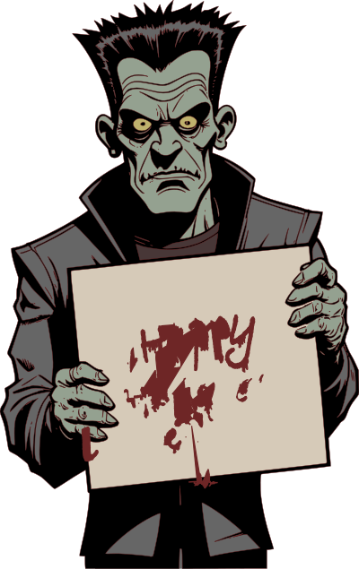 Frankie Holding a Halloween Sign - Remix clipart