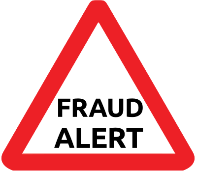Fraud alert warning triangle clipart
