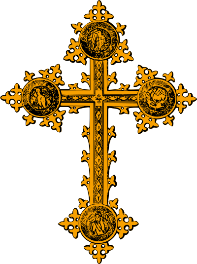 Freestanding cross (gold with detail) clipart