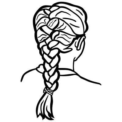 French braid - lineart clipart