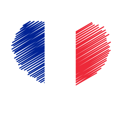 French flag heart symbol clipart