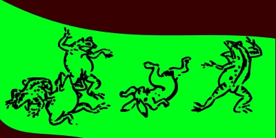 Frog and rabbit sumo-wrestling clipart