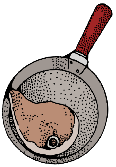 Frying Pan with Chop - Colour Remix clipart