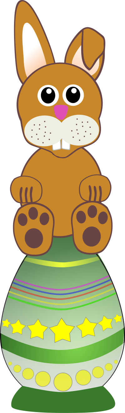 Funny baby bunny sitting on an Easter egg clipart