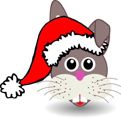 Funny bunny face with Santa Claus hat clipart