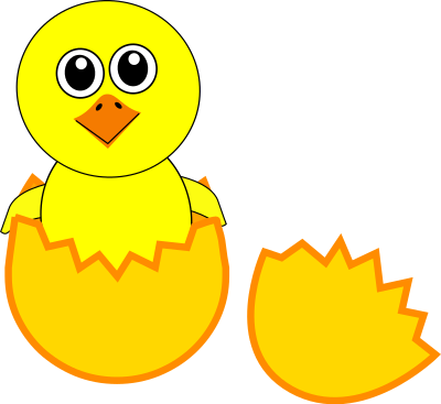 Funny Chick Cartoon Newborn Coming Out from the Egg clipart