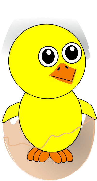 Funny Chick Cartoon Newborn Coming Out from the Egg with a Eggshell hat clipart