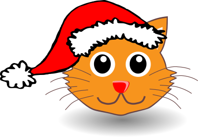 Funny kitty face with Santa Claus hat clipart