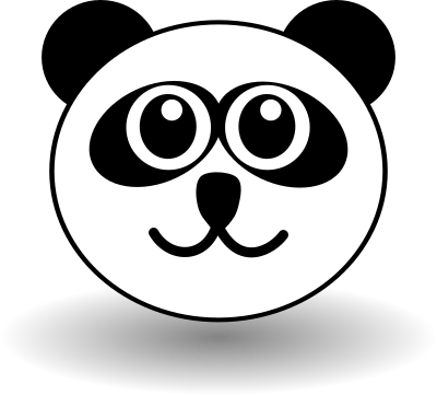 Funny panda face black and white clipart