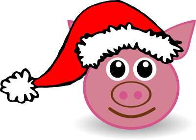 Funny piggy face with Santa Claus hat clipart