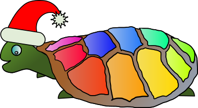 Funny turtle with santa hat clipart