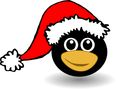 Funny tux face with Santa Claus hat clipart
