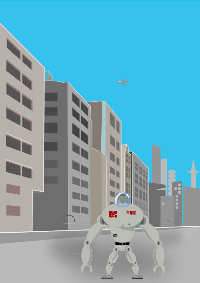 Futuristic Street with Robots clipart