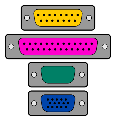 Game, parallel, serial and VGA ports clipart