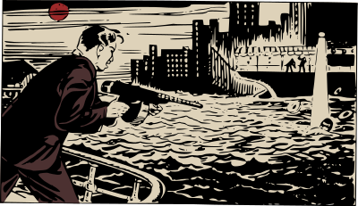 Gangster with Tommy-gun clipart