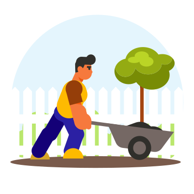 Gardener and Wheelbarrow clipart