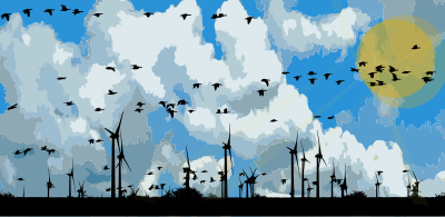 Geese And Wind Turbines - Day Remix clipart