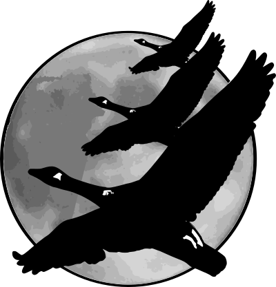 Geese in front of moon clipart