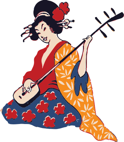 Geisha playing shamisen clipart