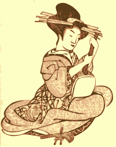 Geisha with a Shamisen clipart