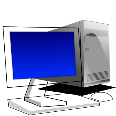 Generic desktop PC with screen and mouse clipart