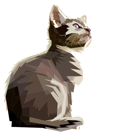 Geometric Kitten Looking Up clipart
