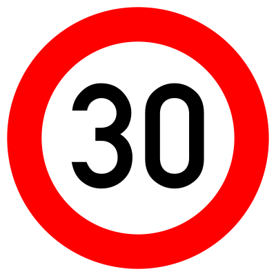 German Road Sign - Maximum speed limit 30 km/h clipart