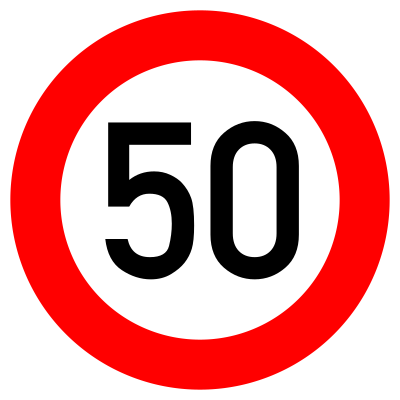 German Road Sign - Maximum speed limit 50 km/h clipart