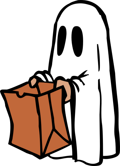 Ghost with bag (colour) clipart