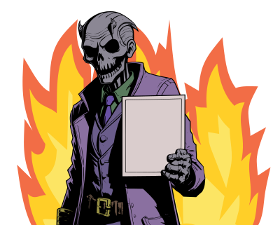 Ghoul Holding Blank Sign - Colour Remix clipart