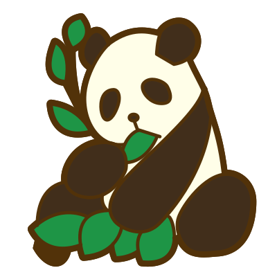 Giant panda eating bamboo clipart