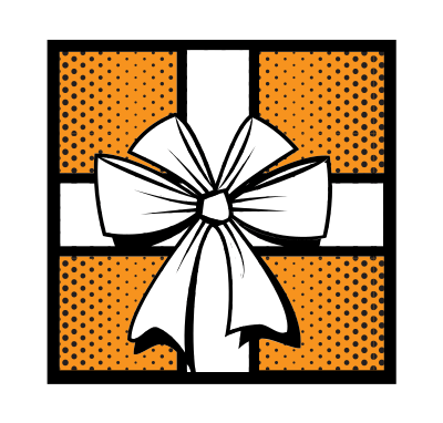 Gift box with white ribbon clipart
