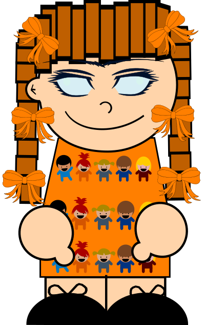 Ginger girl with pigtails clipart
