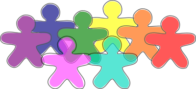Gingerbread men rainbow (semi-transparent) clipart
