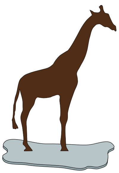 Giraffe on ice brown clipart