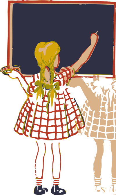 Girl and blackboard clipart