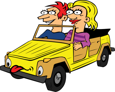 Girl and Boy in Self Driving Car clipart